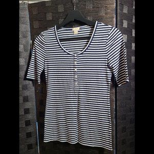 Stripe Short Sleeve Knit Top XXS
